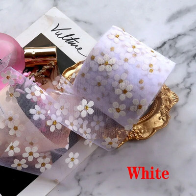 6 cm 5 jardi flora tilla margrietiņas lentes rullītis DIY rokām darināts matu rotājums cepšanai ar ķiršu ziediem, apdrukāta tīkla auduma piederumi