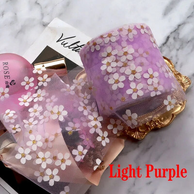 6 cm 5 jardi flora tilla margrietiņas lentes rullītis DIY rokām darināts matu rotājums cepšanai ar ķiršu ziediem, apdrukāta tīkla auduma piederumi