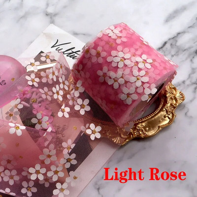 6 cm 5 jardi flora tilla margrietiņas lentes rullītis DIY rokām darināts matu rotājums cepšanai ar ķiršu ziediem, apdrukāta tīkla auduma piederumi