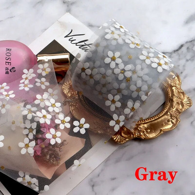 6 cm 5 jardi flora tilla margrietiņas lentes rullītis DIY rokām darināts matu rotājums cepšanai ar ķiršu ziediem, apdrukāta tīkla auduma piederumi