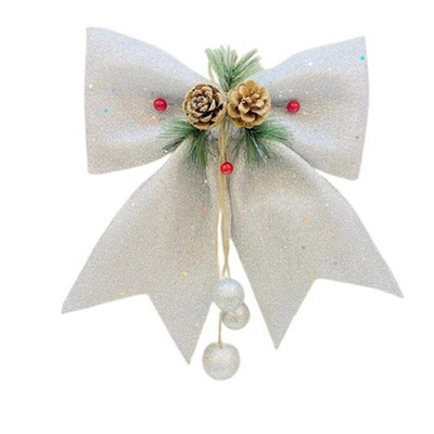 25x30cm Ziemassvētku liela, sarkana zelta mirdzoša mirdzoša bantīte Ziemassvētku eglītes rotājums, ar rokām darināts Ziemassvētku ornaments