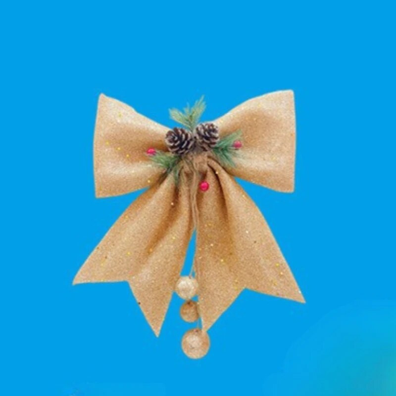 25x30cm Ziemassvētku liela, sarkana zelta mirdzoša mirdzoša bantīte Ziemassvētku eglītes rotājums, ar rokām darināts Ziemassvētku ornaments