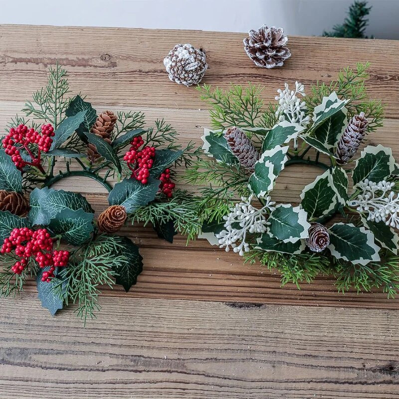 Ziemassvētku rotājumi svečturis svečturis vainags centrālais mākslīgais ķiršu priedes vītne Jaungada Ziemassvētku kāzu dekors