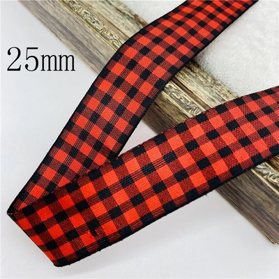 5υάρδες/Παρτίδα 10mm 25mm Πολυεστερική καρό κορδέλα Χριστουγεννιάτικη κορδέλα για χειροποίητο φιόγκο Χριστουγεννιάτικα διακοσμητικά DIY Συσκευασία δώρου