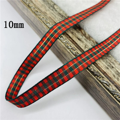 5υάρδες/Παρτίδα 10mm 25mm Πολυεστερική καρό κορδέλα Χριστουγεννιάτικη κορδέλα για χειροποίητο φιόγκο Χριστουγεννιάτικα διακοσμητικά DIY Συσκευασία δώρου