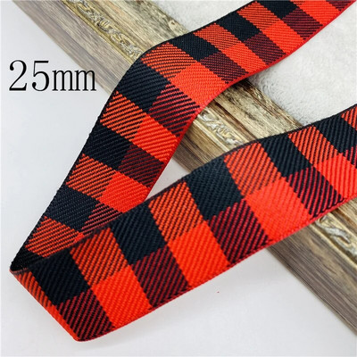 5υάρδες/Παρτίδα 10mm 25mm Πολυεστερική καρό κορδέλα Χριστουγεννιάτικη κορδέλα για χειροποίητο φιόγκο Χριστουγεννιάτικα διακοσμητικά DIY Συσκευασία δώρου