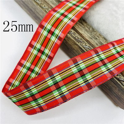 5υάρδες/Παρτίδα 10mm 25mm Πολυεστερική καρό κορδέλα Χριστουγεννιάτικη κορδέλα για χειροποίητο φιόγκο Χριστουγεννιάτικα διακοσμητικά DIY Συσκευασία δώρου