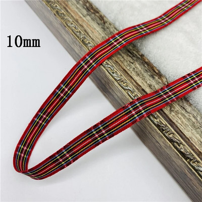 5υάρδες/Παρτίδα 10mm 25mm Πολυεστερική καρό κορδέλα Χριστουγεννιάτικη κορδέλα για χειροποίητο φιόγκο Χριστουγεννιάτικα διακοσμητικά DIY Συσκευασία δώρου