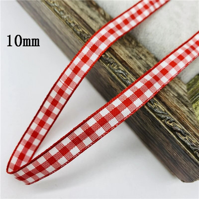 5υάρδες/Παρτίδα 10mm 25mm Πολυεστερική καρό κορδέλα Χριστουγεννιάτικη κορδέλα για χειροποίητο φιόγκο Χριστουγεννιάτικα διακοσμητικά DIY Συσκευασία δώρου