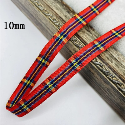 5υάρδες/Παρτίδα 10mm 25mm Πολυεστερική καρό κορδέλα Χριστουγεννιάτικη κορδέλα για χειροποίητο φιόγκο Χριστουγεννιάτικα διακοσμητικά DIY Συσκευασία δώρου