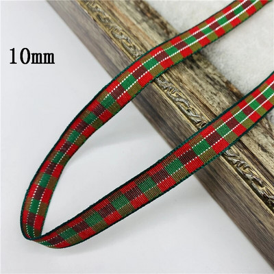 5υάρδες/Παρτίδα 10mm 25mm Πολυεστερική καρό κορδέλα Χριστουγεννιάτικη κορδέλα για χειροποίητο φιόγκο Χριστουγεννιάτικα διακοσμητικά DIY Συσκευασία δώρου