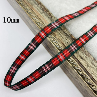 5υάρδες/Παρτίδα 10mm 25mm Πολυεστερική καρό κορδέλα Χριστουγεννιάτικη κορδέλα για χειροποίητο φιόγκο Χριστουγεννιάτικα διακοσμητικά DIY Συσκευασία δώρου
