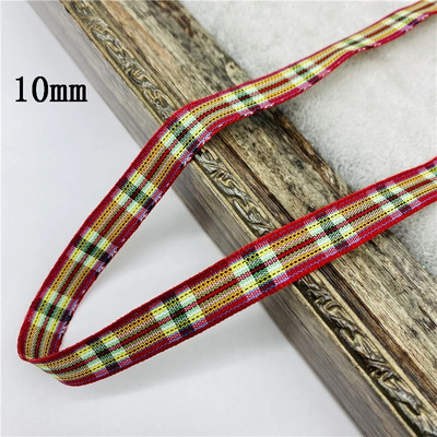 5υάρδες/Παρτίδα 10mm 25mm Πολυεστερική καρό κορδέλα Χριστουγεννιάτικη κορδέλα για χειροποίητο φιόγκο Χριστουγεννιάτικα διακοσμητικά DIY Συσκευασία δώρου