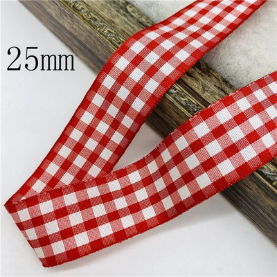 5υάρδες/Παρτίδα 10mm 25mm Πολυεστερική καρό κορδέλα Χριστουγεννιάτικη κορδέλα για χειροποίητο φιόγκο Χριστουγεννιάτικα διακοσμητικά DIY Συσκευασία δώρου