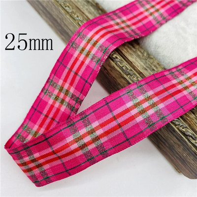 5υάρδες/Παρτίδα 10mm 25mm Πολυεστερική καρό κορδέλα Χριστουγεννιάτικη κορδέλα για χειροποίητο φιόγκο Χριστουγεννιάτικα διακοσμητικά DIY Συσκευασία δώρου