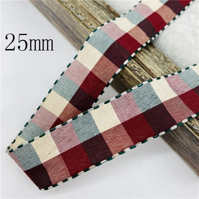 5υάρδες/Παρτίδα 10mm 25mm Πολυεστερική καρό κορδέλα Χριστουγεννιάτικη κορδέλα για χειροποίητο φιόγκο Χριστουγεννιάτικα διακοσμητικά DIY Συσκευασία δώρου