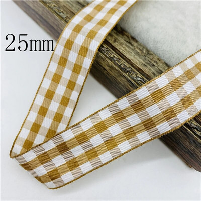 5υάρδες/Παρτίδα 10mm 25mm Πολυεστερική καρό κορδέλα Χριστουγεννιάτικη κορδέλα για χειροποίητο φιόγκο Χριστουγεννιάτικα διακοσμητικά DIY Συσκευασία δώρου