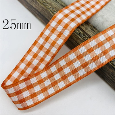 5υάρδες/Παρτίδα 10mm 25mm Πολυεστερική καρό κορδέλα Χριστουγεννιάτικη κορδέλα για χειροποίητο φιόγκο Χριστουγεννιάτικα διακοσμητικά DIY Συσκευασία δώρου