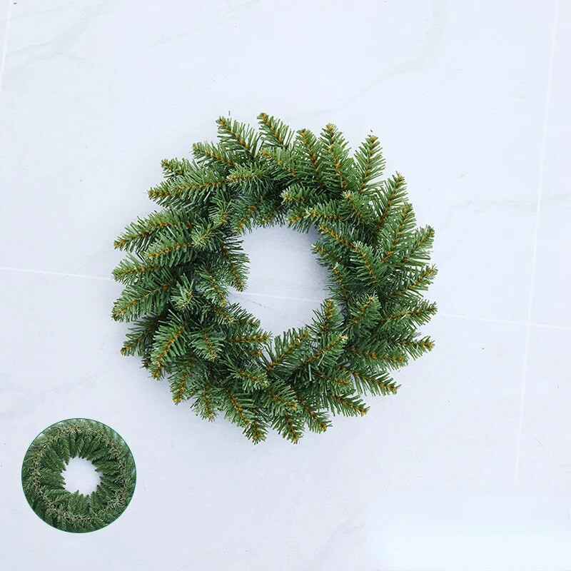 Karácsonyi zöld fenyő mesterséges növényi dekoráció függőfal karácsonyi parti lakberendezési kerek füzér 30/40/50/60 cm
