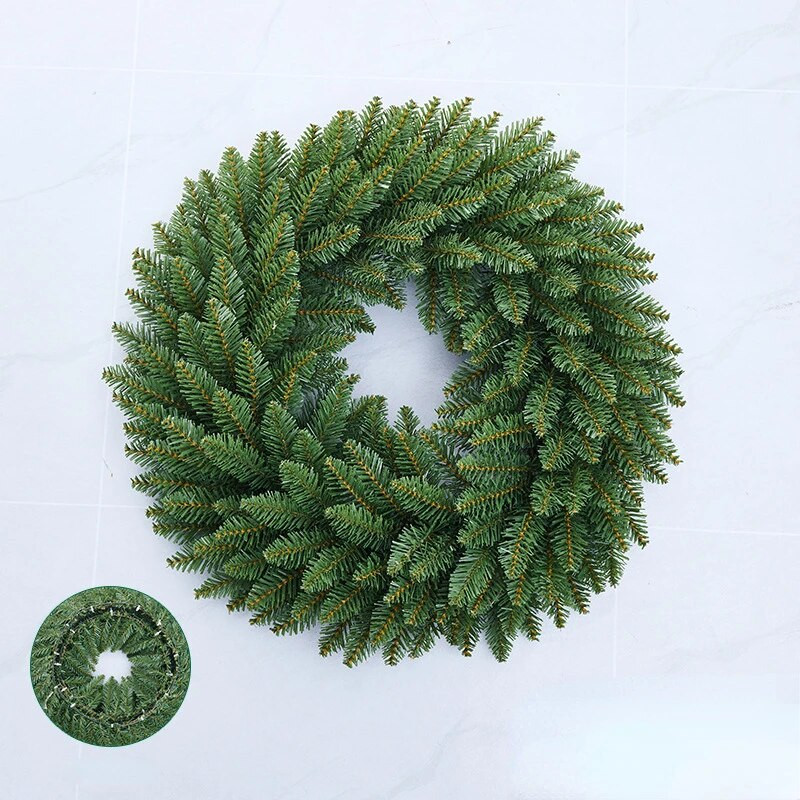 Karácsonyi zöld fenyő mesterséges növényi dekoráció függőfal karácsonyi parti lakberendezési kerek füzér 30/40/50/60 cm