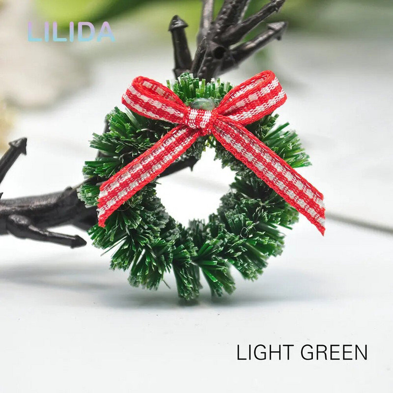 12gb Ziemassvētku vainagu rotājumi Ziemassvētku eglīšu dekors Dārza mājas dekorēšana Mini amatniecības leļļu namiņa mikro dekors DIY Leļļu mājas dekors