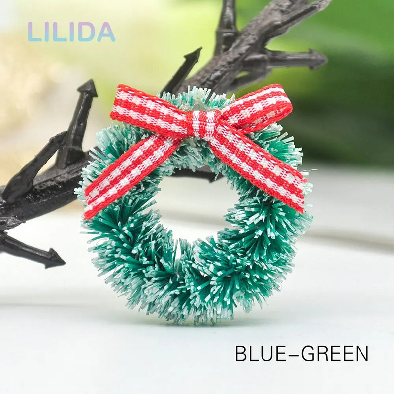 12gb Ziemassvētku vainagu rotājumi Ziemassvētku eglīšu dekors Dārza mājas dekorēšana Mini amatniecības leļļu namiņa mikro dekors DIY Leļļu mājas dekors
