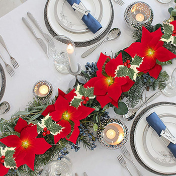 Χριστουγεννιάτικα λουλούδια Poinsettia Φωτάκια χορδών γιρλάντα Χριστουγεννιάτικα στολίδια για πάρτι εσωτερικού/εξωτερικού χώρου Χριστουγεννιάτικη διακόσμηση Navidad