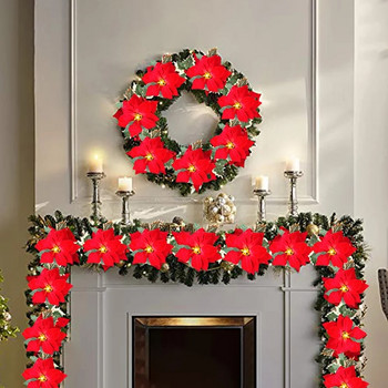Χριστουγεννιάτικα λουλούδια Poinsettia Φωτάκια χορδών γιρλάντα Χριστουγεννιάτικα στολίδια για πάρτι εσωτερικού/εξωτερικού χώρου Χριστουγεννιάτικη διακόσμηση Navidad