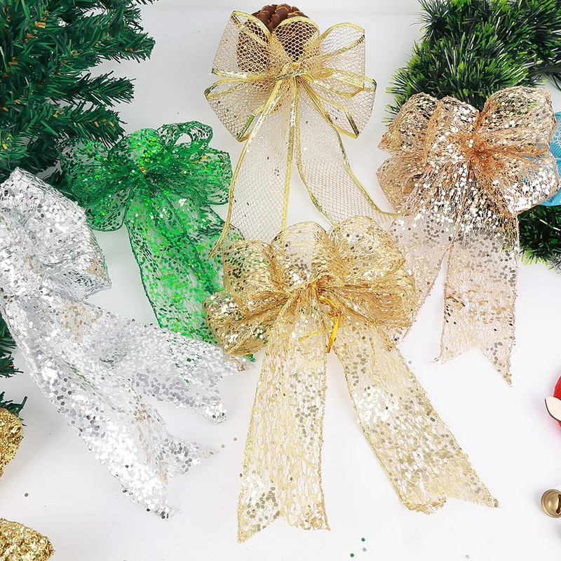 Ziemassvētku eglītes rotājums ar lenti bantīti dzimšanas dienas lente kāzu pasākuma ballītes noformējums pušķis bantītes kartes dāvanu kastītes iepakojuma dekors