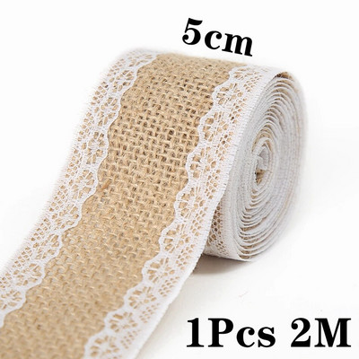 2M/Roll Dabīga vintage džutas audekls mežģīņu lente Amatniecība DIY šūšana džutas audums dāvanu iesaiņojums kāzu ballīte Ziemassvētku mājas dekorēšana