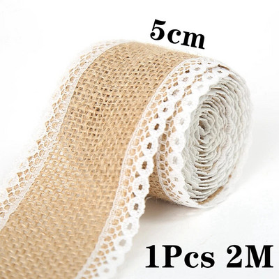 2M/Roll Dabīga vintage džutas audekls mežģīņu lente Amatniecība DIY šūšana džutas audums dāvanu iesaiņojums kāzu ballīte Ziemassvētku mājas dekorēšana