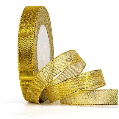 25 jardi krāsaina zelta satīna lente kāzu lente, amatniecība ar savām rokām, mirdzoša organza lente, dāvana, šūšana, apģērba dekors ballītei