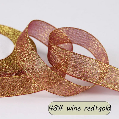 25 jardi krāsaina zelta satīna lente kāzu lente, amatniecība ar savām rokām, mirdzoša organza lente, dāvana, šūšana, apģērba dekors ballītei