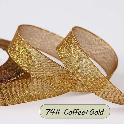 25 jardi krāsaina zelta satīna lente kāzu lente, amatniecība ar savām rokām, mirdzoša organza lente, dāvana, šūšana, apģērba dekors ballītei