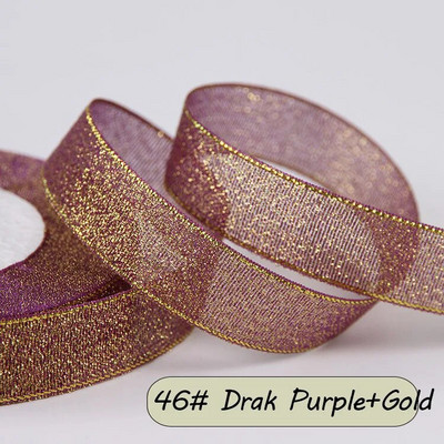 25 jardi krāsaina zelta satīna lente kāzu lente, amatniecība ar savām rokām, mirdzoša organza lente, dāvana, šūšana, apģērba dekors ballītei