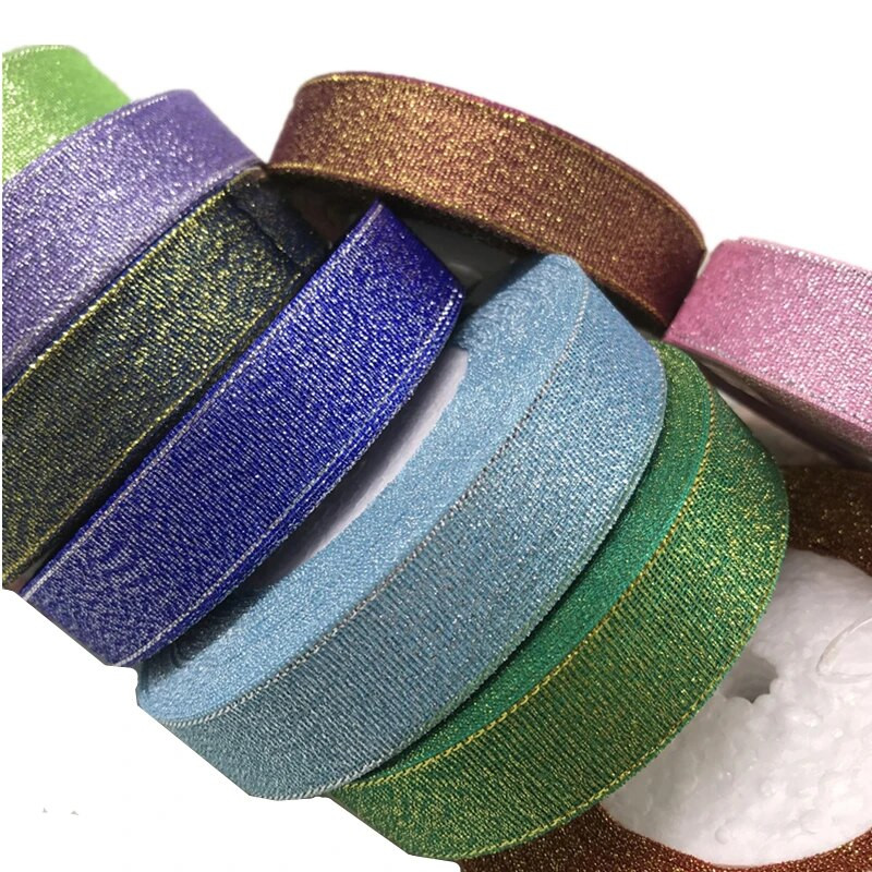 25 jardi krāsaina zelta satīna lente kāzu lente, amatniecība ar savām rokām, mirdzoša organza lente, dāvana, šūšana, apģērba dekors ballītei