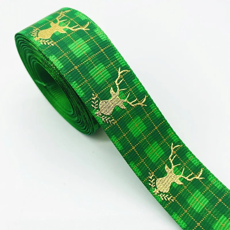 5 jardi 25 mm jõulupaelaga trükkimine Ployesterlint käsitsi valmistatud vibu jõulukaunistustele DIY kingituste pakkimiseks