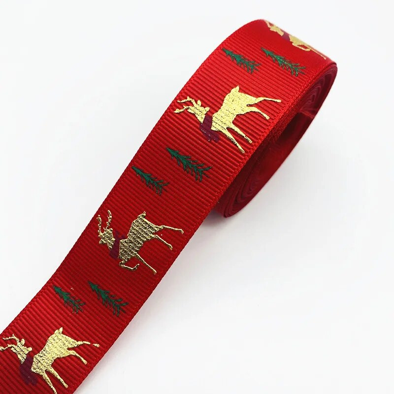 5 jardi 25 mm jõulupaelaga trükkimine Ployesterlint käsitsi valmistatud vibu jõulukaunistustele DIY kingituste pakkimiseks