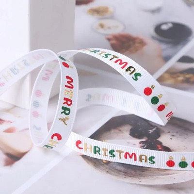 10 ярда лента за коледна украса Направи си сам ръчно изработена щампована полиестерна парти Коледно сватбено парти Опаковка за подарък Позлатена лента
