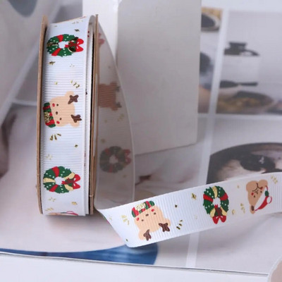 10 ярда лента за коледна украса Направи си сам ръчно изработена щампована полиестерна парти Коледно сватбено парти Опаковка за подарък Позлатена лента