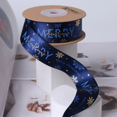 10 ярда лента за коледна украса Направи си сам ръчно изработена щампована полиестерна парти Коледно сватбено парти Опаковка за подарък Позлатена лента