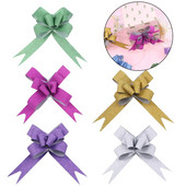 100gab Glitter Pull Bows Dāvanu mezgls Lentes Stīgu bantes dāvanu iesaiņošanai Ziedu grozs Kāzu auto dekorēšanai
