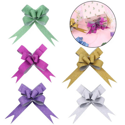100 τμχ Glitter Pull Bows Δώρο Κορδέλες Κόμπος Φιόγκοι για συσκευασία δώρου Καλάθι λουλουδιών Διακόσμηση αυτοκινήτου γάμου