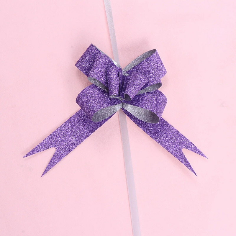100gab Glitter Pull Bows Dāvanu mezgls Lentes Stīgu bantes dāvanu iesaiņošanai Ziedu grozs Kāzu auto dekorēšanai