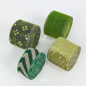 Jõulupuu kaunistuslint, mõlemal küljel raudtraadiga rohelised paelad, Püha Patricku päeva kaunistused