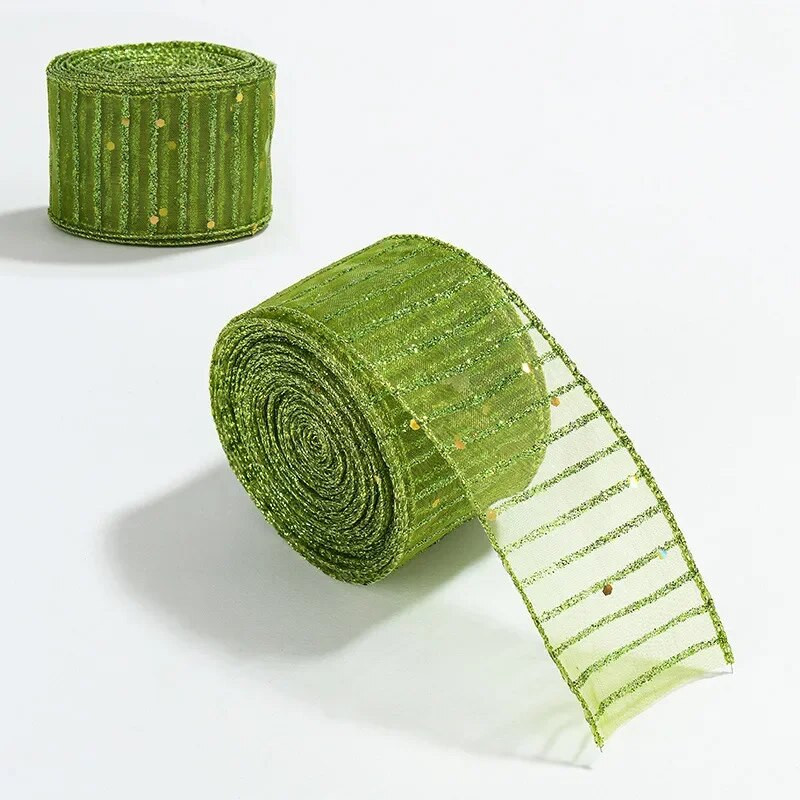 Jõulupuu kaunistuslint, mõlemal küljel raudtraadiga rohelised paelad, Püha Patricku päeva kaunistused