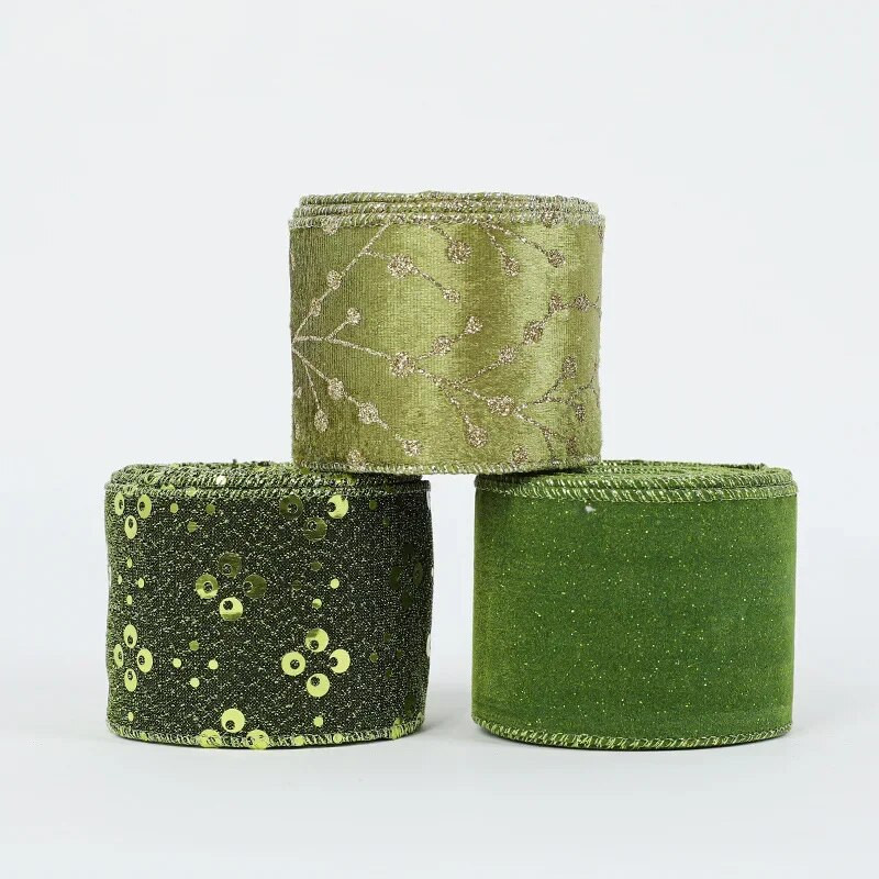 Jõulupuu kaunistuslint, mõlemal küljel raudtraadiga rohelised paelad, Püha Patricku päeva kaunistused