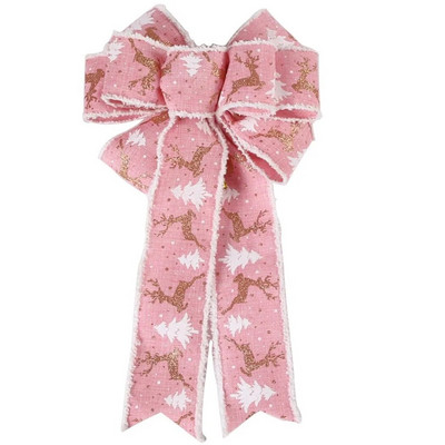 Ziemassvētku bantīte lielas bantes Dekoratīva lente Ziemassvētku dekors Mājas dekors DIY Sarkans/rozā/pelēks Ziemassvētku eglītes kulonu ornaments