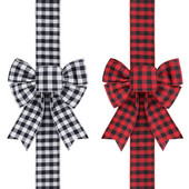 Ziemassvētku skapītis Lentes bantes Koka auklas Roll Ziemassvētku priekšējo durvju dekors rūtaini raksti Eleganti Ziemassvētku bante DIY ballītes dekori