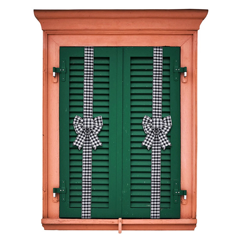 Ziemassvētku skapītis Lentes bantes Koka auklas Roll Ziemassvētku priekšējo durvju dekors rūtaini raksti Eleganti Ziemassvētku bante DIY ballītes dekori